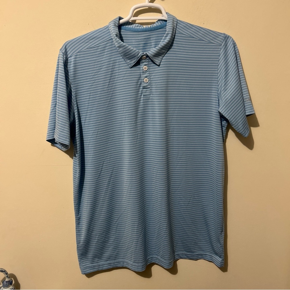Columbia Golf Polo Shirt Men’s Large Short Sleeve Small Stripes Blue Athleisure